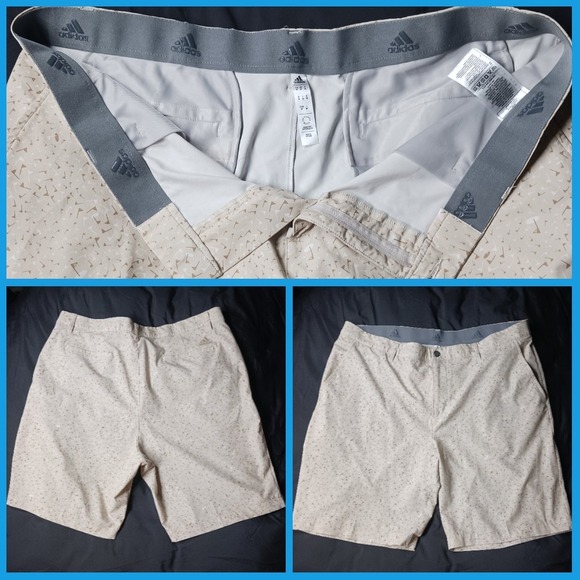 adidas Other - NWOT Adidas 365 Flag Ult Print Short Chino Golf Sz 38 HA9126 Brown Hemp Wht RFID